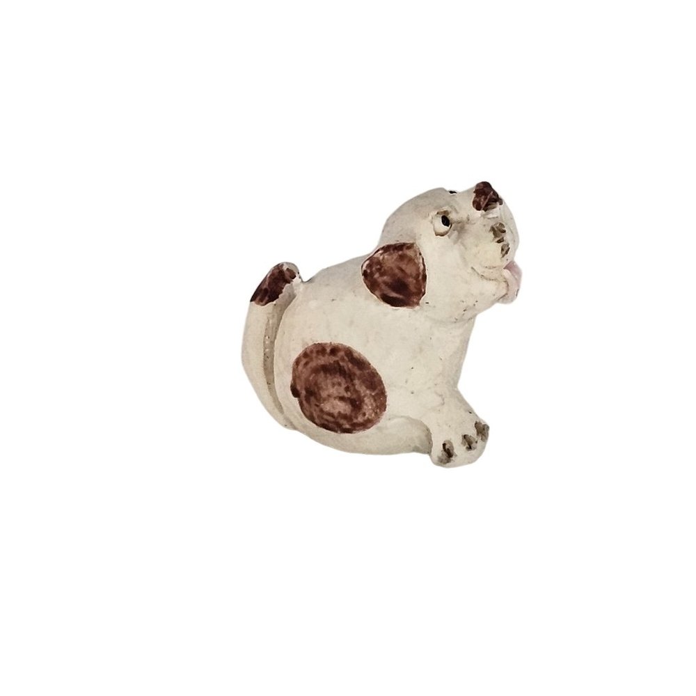 Peter Fagan Dog Spotted Puppy Sitting Miniature Figurine Brown White Cute